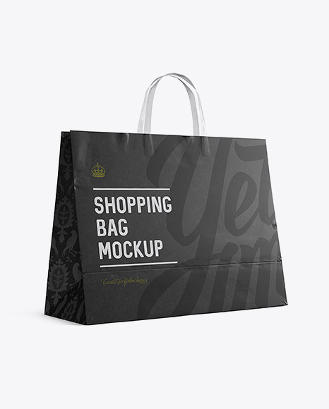 Paper Shopping Bag Mockup Halfside View Eye Level Shot In Bag Sack Mockups On Yellow Images Object Mockups