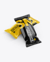 Download Two Glossy Snack Bars Mockup in Flow-Pack Mockups on Yellow Images Object Mockups