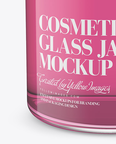 Clear Glass Cosmetic Jar Mockup   Front View (High Angle Shot) PSD #1