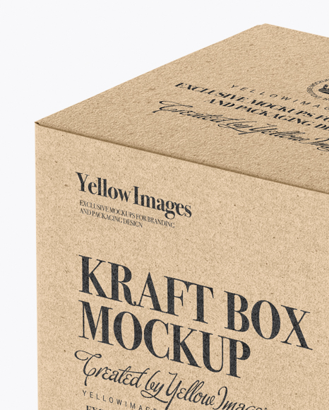 Download Kraft Paper Box Halfside View High Angle Shot In Box Mockups On Yellow Images Object Mockups