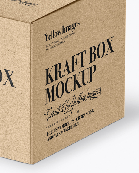 Download Kraft Paper Box Halfside View High Angle Shot In Box Mockups On Yellow Images Object Mockups