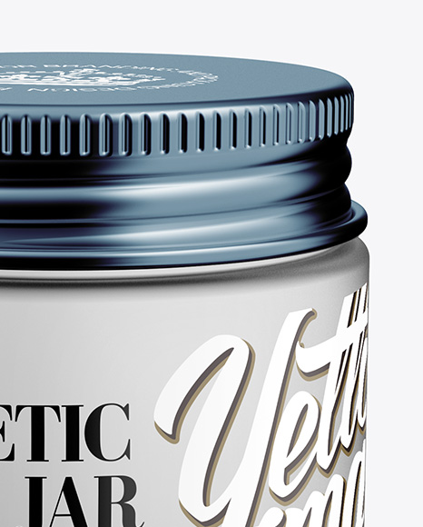 Frosted Glass Cosmetic Jar Mockup - Front View (High Angle Shot) in Jar Mockups on Yellow Images ...