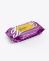 Wet Wipes Pack Mockup - Half Side View (High-Angle Shot)
