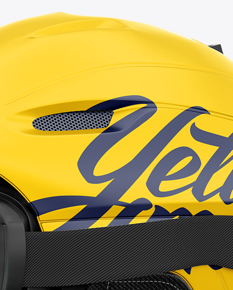 Ski Helmet With Goggles Mockup Left Halfside View In Apparel Mockups On Yellow Images Object Mockups