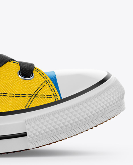 High Top Canvas Sneaker Mockup Side View In Apparel Mockups On Yellow Images Object Mockups