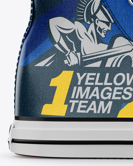 High Top Canvas Sneaker Mockup Side View In Apparel Mockups On Yellow Images Object Mockups