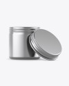 50ml Open Metallic Round Tin Box Mockup - Front View on Yellow Images