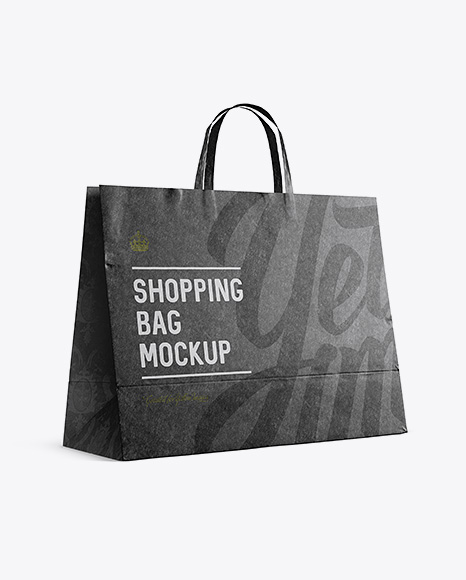 Kraft Paper Shopping Bag Mockup Halfside View Eye Level Shot In Bag Sack Mockups On Yellow Images Object Mockups