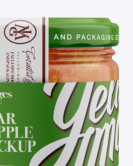 Glass Jar with Apple Jam Mockup   Front View PSD #2