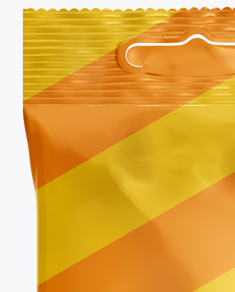 Glossy Wet Wipes Pack Mockup - Front View on Yellow Images Object Mockups