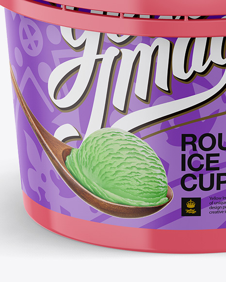 Glossy Ice Cream Cup Mockup (High Angle Shot) PSD #1