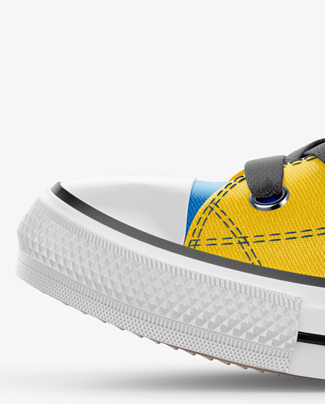 High Top Canvas Sneaker Mockup Side View In Apparel Mockups On Yellow Images Object Mockups