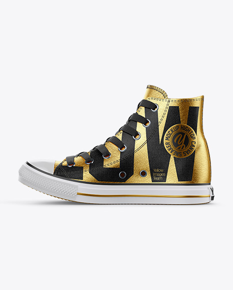 High Top Canvas Sneaker Mockup Side View In Apparel Mockups On Yellow Images Object Mockups