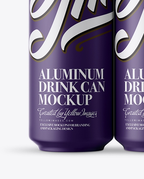 Download Pack With 4 Matte Aluminium Cans With Plastic Holder Front View In Can Mockups On Yellow Images Object Mockups