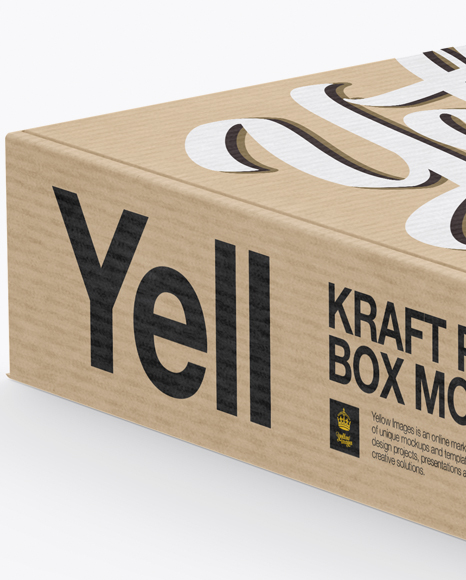 Download Kraft Box Mockup Half Side View High Angle Shot In Box Mockups On Yellow Images Object Mockups PSD Mockup Templates