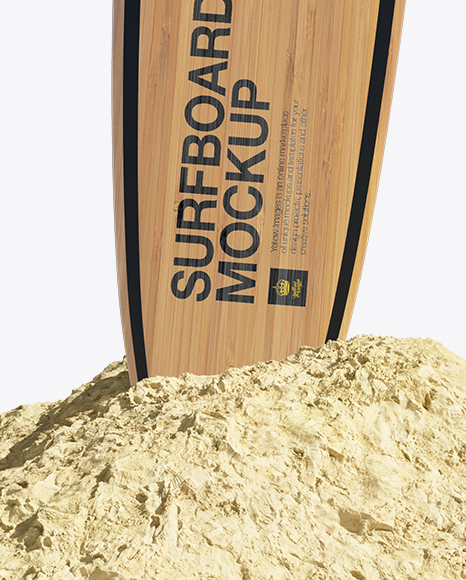 Download Wooden Surfboard in Sand Mockup - Front View in Object ...