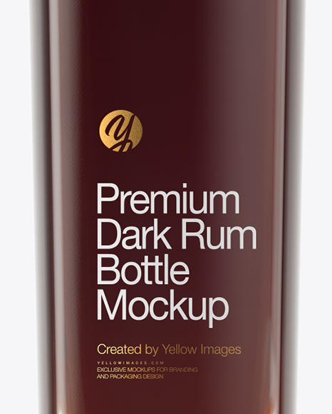 Download Black Rum Bottle With Cork Psd Mockup Yellow Images