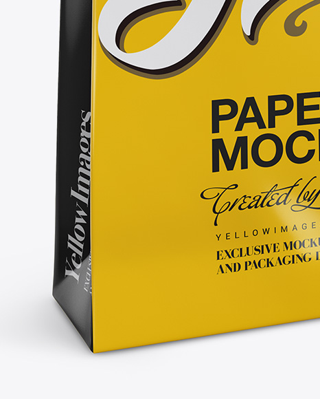 Download Glossy Shopping Bag With Rope Handle Psd Mockup Halfside View Yellowimages