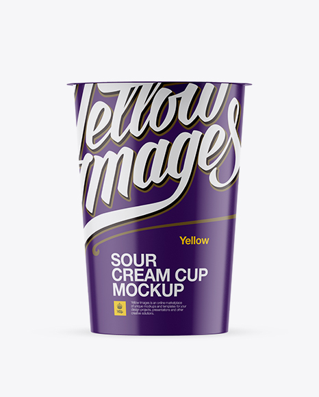 Glossy Sour Cream Cup with Transparent Cap Mockup