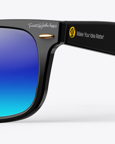 Download Sunglasses Mockup Half Side View In Apparel Mockups On Yellow Images Object Mockups PSD Mockup Templates