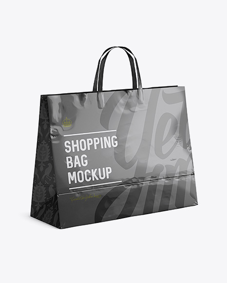 Glossy Paper Shopping Bag Mockup Halfside View In Bag Sack Mockups On Yellow Images Object Mockups