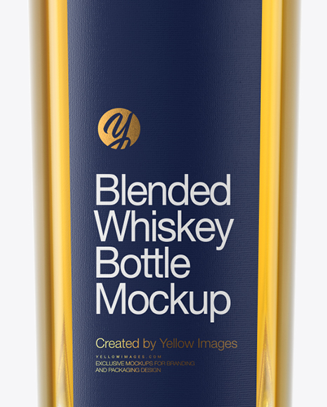 Clear Glass Bottle with Whiskey Mockup PSD #1