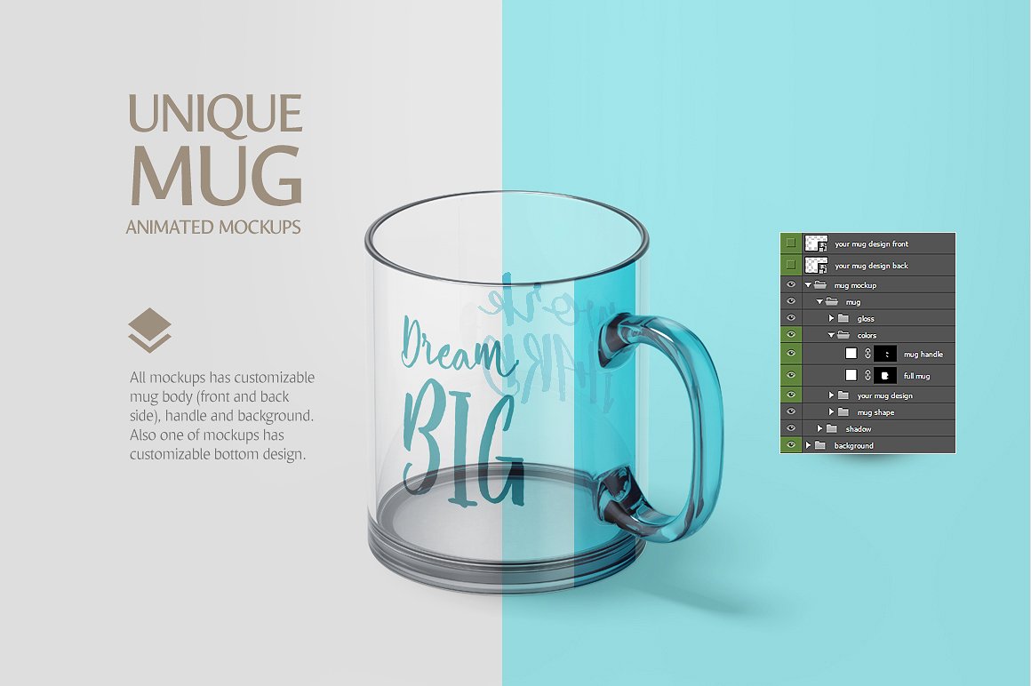 Download Glass Mug Animated Mockup in Stationery Mockups on Yellow Images Creative Store