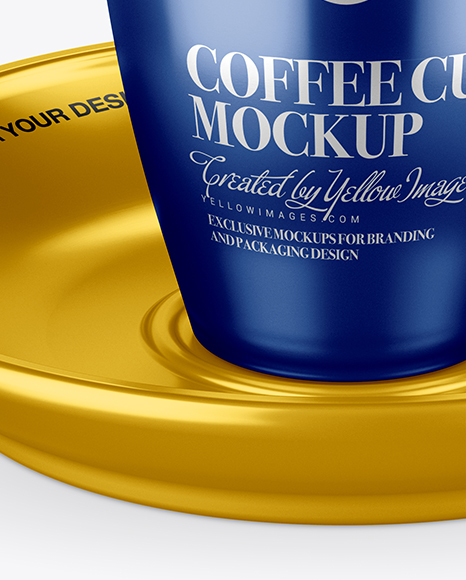 Metallic Cup and Saucer Mockup (High-Angle Shot) - Free Download Images