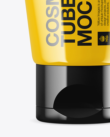 Glossy Cosmetic Tube Mockup in Tube Mockups on Yellow Images Object Mockups