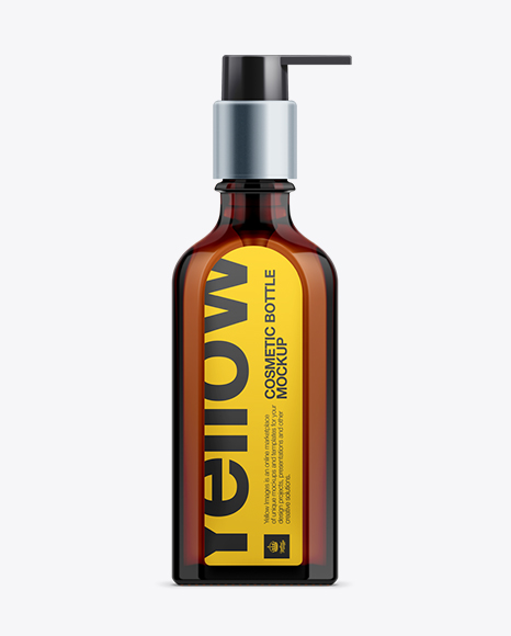 Amber Bottle with Batcher Mockup on Yellow Images Object Mockups