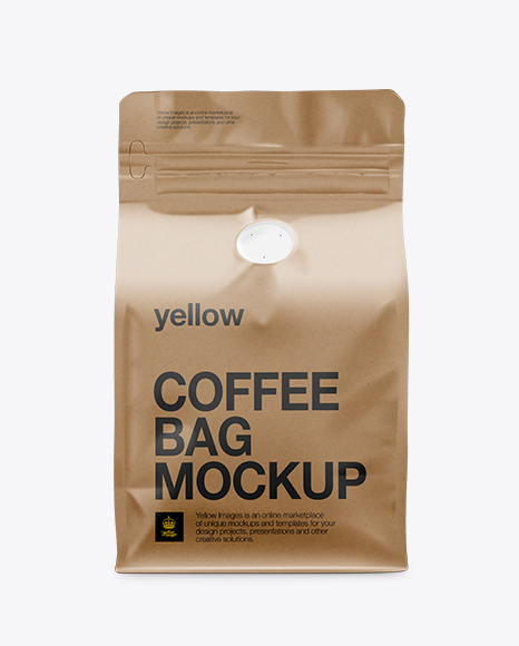 Flat Bottom Kraft Paper Bag Mockup Front View In Bag Sack Mockups On Yellow Images Object Mockups