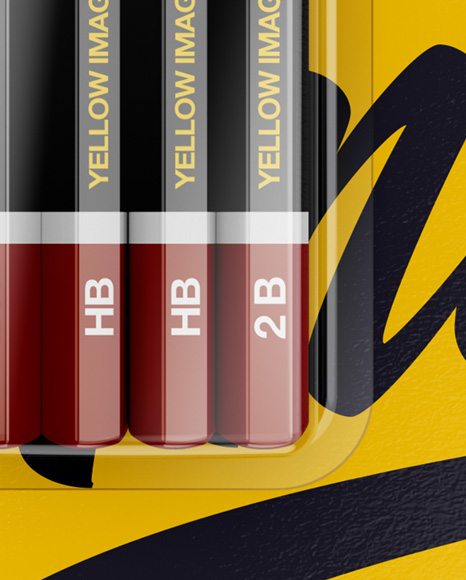 Download Blister Pack of 4 Pencils Mockup in Stationery Mockups on Yellow Images Object Mockups