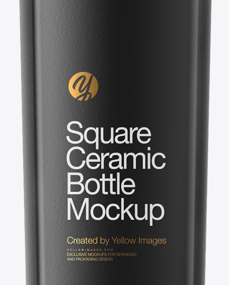 Download Square Ceramic Bottle Mockup In Bottle Mockups On Yellow Images Object Mockups PSD Mockup Templates