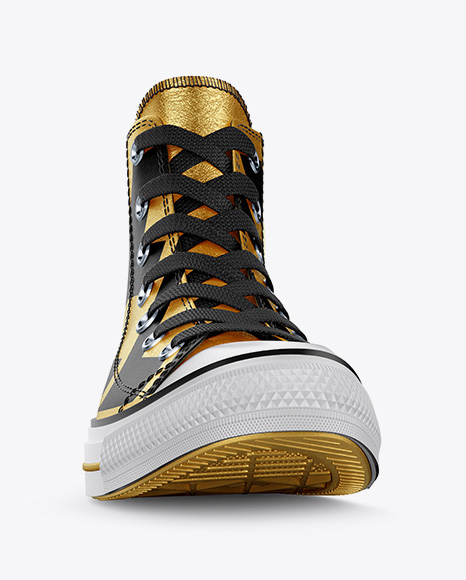 High Top Canvas Sneaker Mockup Front View In Apparel Mockups On Yellow Images Object Mockups