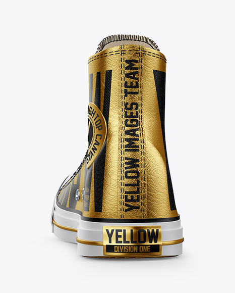 High Top Canvas Sneaker Mockup Back View In Apparel Mockups On Yellow Images Object Mockups