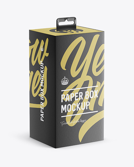 Download Textured Carton Box with Hang Tab Mockup - Half Side View ...