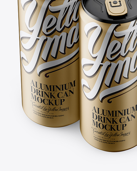 Download 4 Matte Metallic Aluminium Cans Mockup Half Side View High Angle Shot In Can Mockups On Yellow Images Object Mockups PSD Mockup Templates