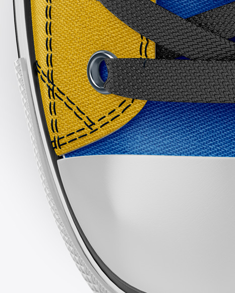 High Top Canvas Sneaker Mockup Top Bottom Views In Apparel Mockups On Yellow Images Object Mockups