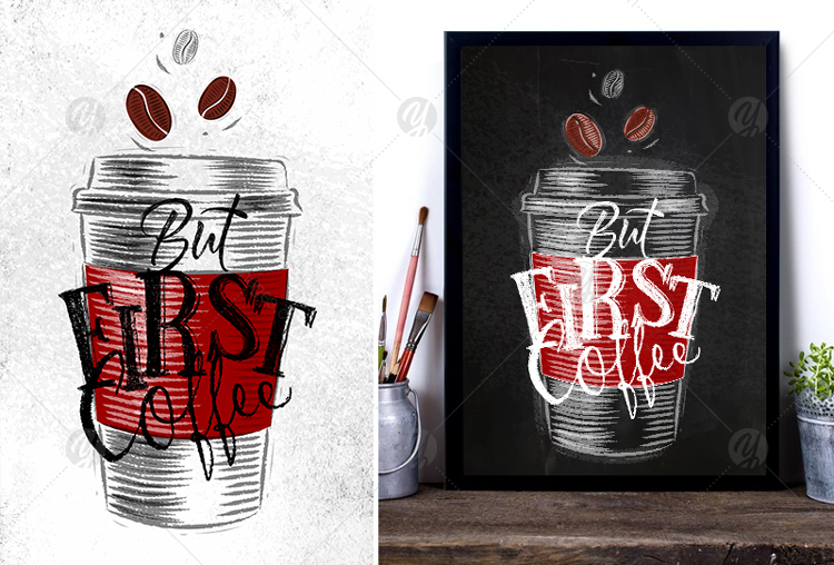 Coffee Cups Posters on Yellow Images Creative Store
