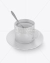 Matte Cup & Saucer With Filing Mockup (High-Angle Shot) on Yellow