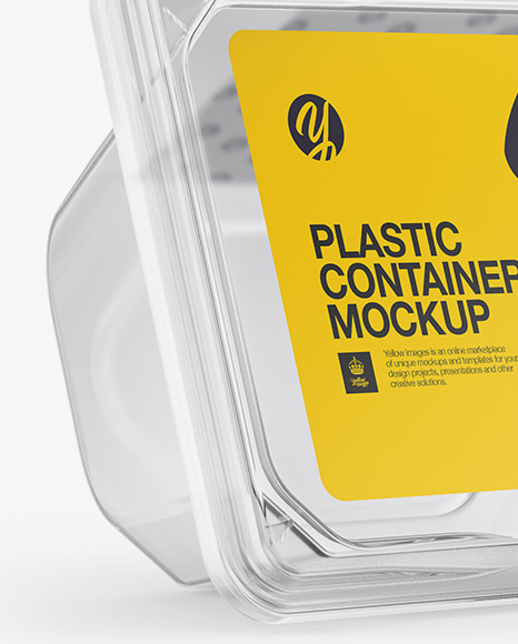 Download Transparent Plastic Container Mockup Front Half Side View In Pot Tub Mockups On Yellow Images Object Mockups PSD Mockup Templates