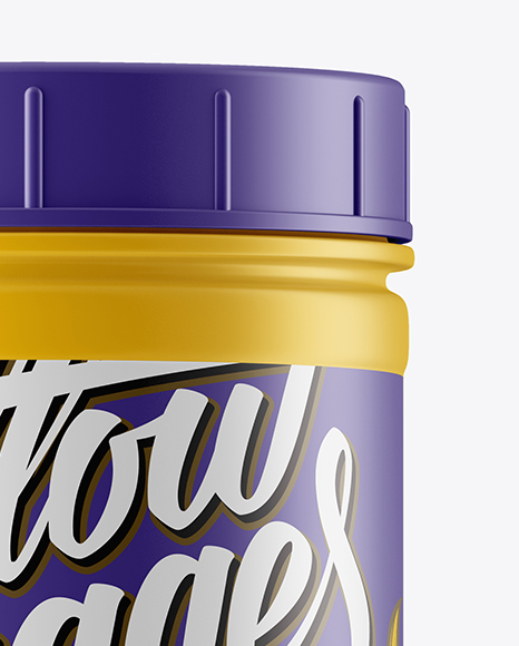 Matte Plastic Protein Jar Mockup on Yellow Images Object Mockups