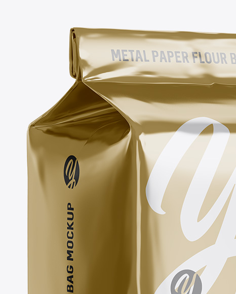 Download Metallic Paper Flour Bag Mockup Halfside View Eye Level Shot In Bag Sack Mockups On Yellow Images Object Mockups PSD Mockup Templates