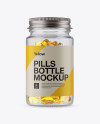 Download Clear Glass Fish Oil Bottle With Metal Cap Mockup - Front View in Bottle Mockups on Yellow ...