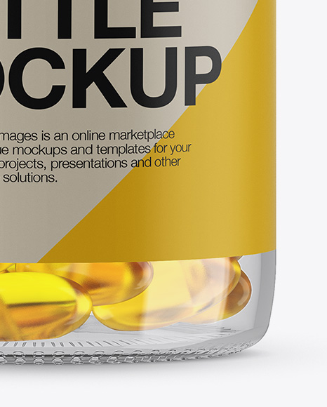 Download Clear Glass Fish Oil Bottle With Metal Cap Mockup Front View In Bottle Mockups On Yellow Images Object Mockups PSD Mockup Templates