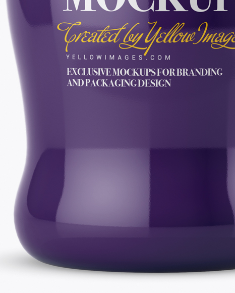 Glossy Plastic Dairy Bottle Mockup - Front View on Yellow Images Object