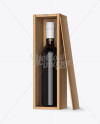 Download Dark Green Glass Wine Bottle In Open Wooden Box Mockup ...