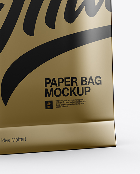 Metallic Bag Mockup Half Side View In Bag Sack Mockups On Yellow Images Object Mockups