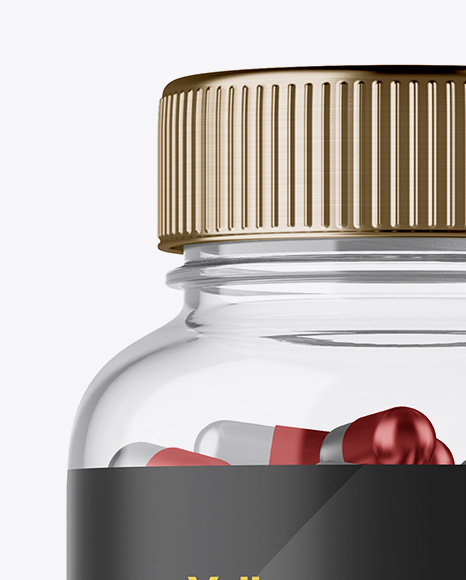 Clear Plastic Bottle With Metallic Pills Mockup - Front View - Free