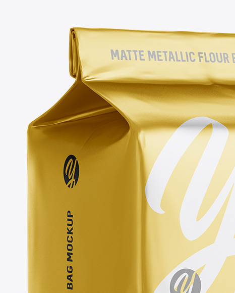 Download Matte Metallic Flour Bag Mockup Halfside View Eye Level Shot In Bag Sack Mockups On Yellow Images Object Mockups